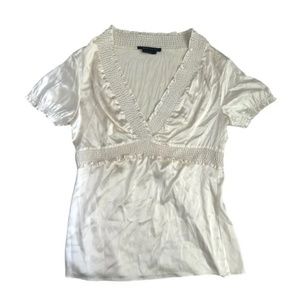 BCBG Y2K Cream Silk Top